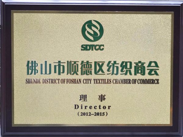 DG视讯-2012年获顺德政府颁发“佛山纺织商会理事单位”
